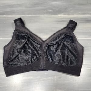 Underscore‎ Bra 40DD Satin Wireless Unlined Full Coverage Comfort Straps Black
